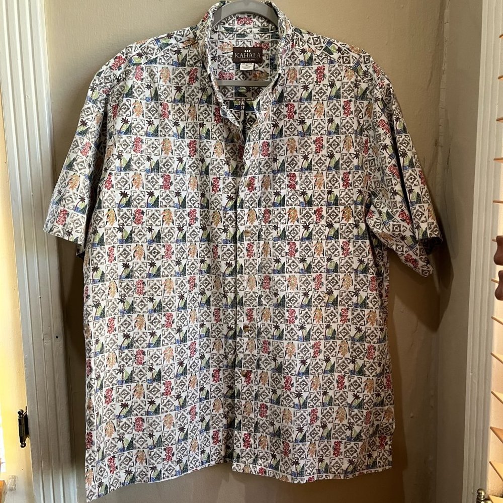 KAHALA Hawaiian Button Down Shirt, Size Large